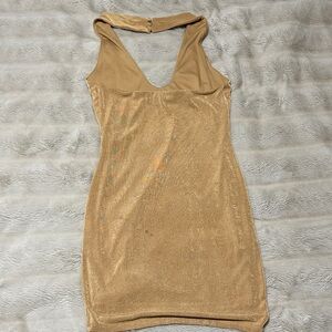 Chic Backless Tan Dress